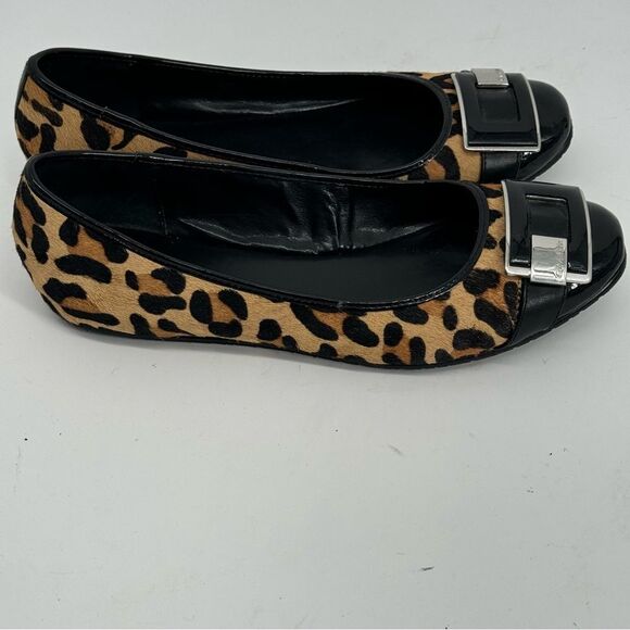 Calvin Klein Woman Camel Hair Leopard Print Casual Ballet Flats E2314 Sz 9.5 - Picture 1 of 7